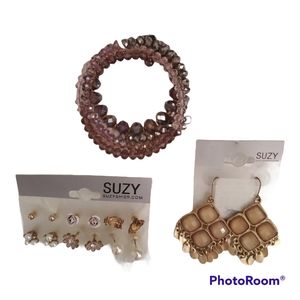 Bundle / Lot of Suzy Shier Women's Purple Earrings & Bracelets (3 Pcs)